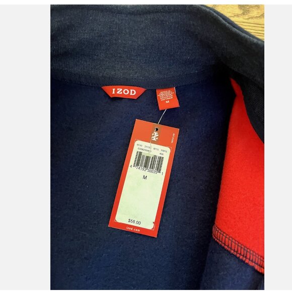 New with Tags Izod Zip Fleece Jacket Women’s Size Medium Red Navy Blue - Picture 5 of 6